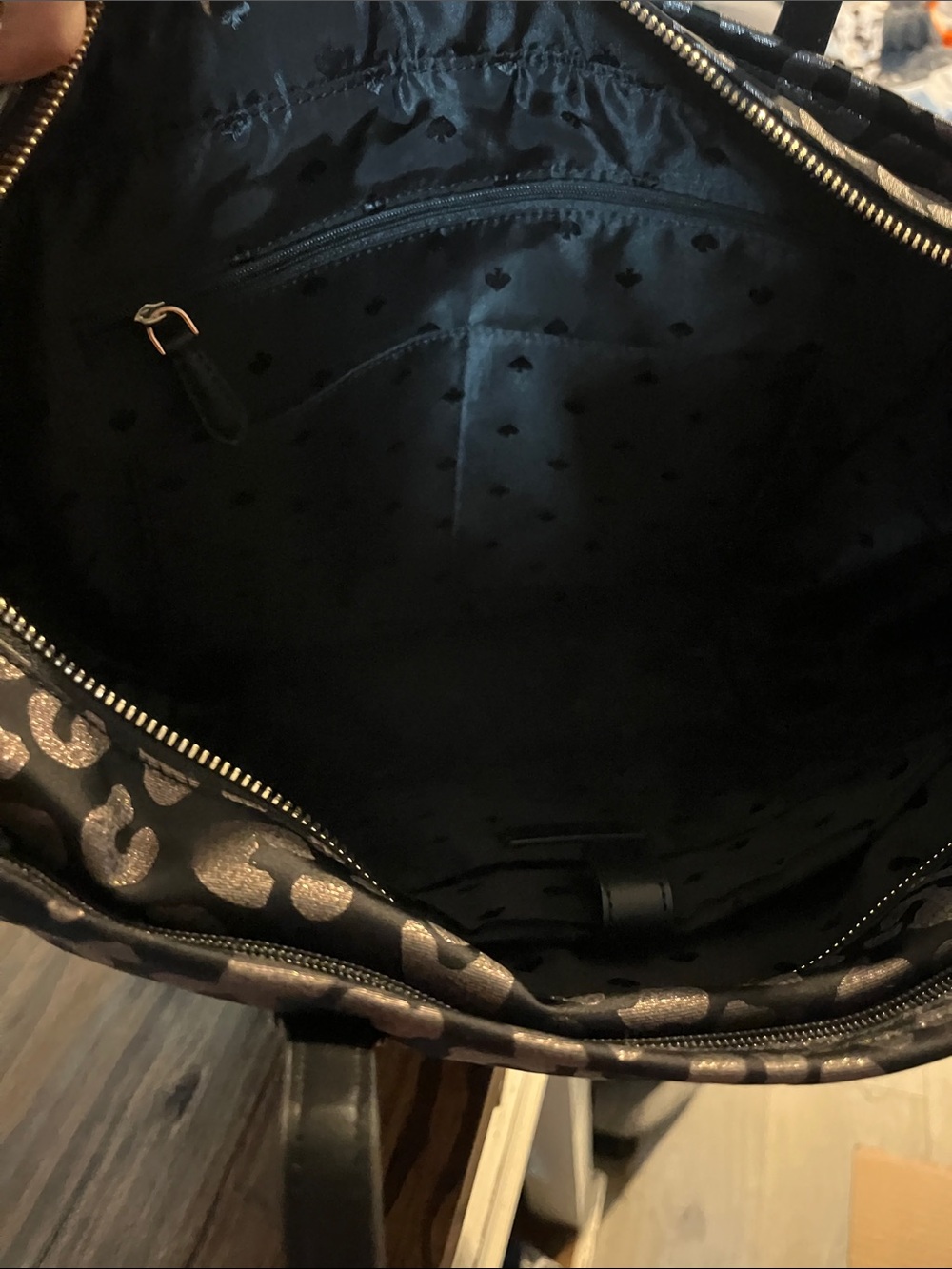 kate spade Black and Metallic Gold Leopard-Print Tote - Picture 9 of 9